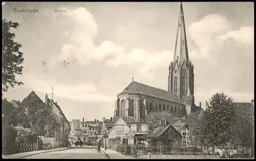 Ansichtskarte Buxtehude Straßenpartie - Kirche 1909