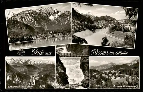 Ansichtskarte Füssen Mehrbildkarte mit Orts- und Umland-Ansichten 1959