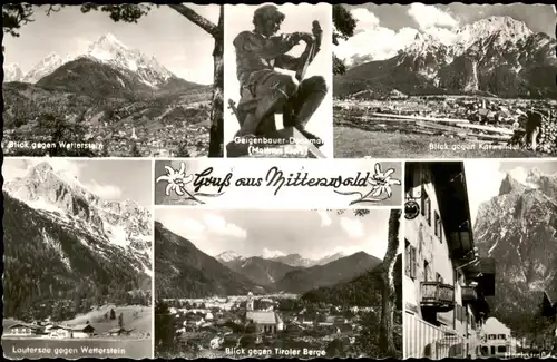 Ansichtskarte Mittenwald Mehrbildkarte mit Orts- und Umlandansichten 1960