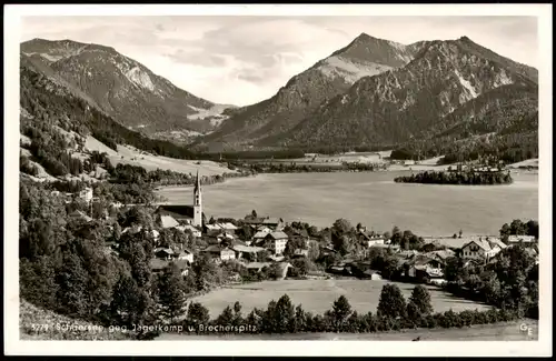 Ansichtskarte Schliersee Panorama Blick mit Jägerkamp u. Brecherspitz 1955