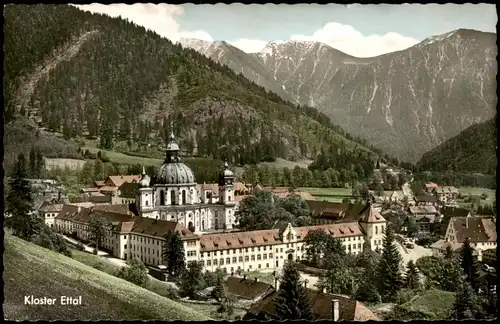 Ansichtskarte Ettal Panorama Blick mit Benedictiner-Abtei Ettal 1960