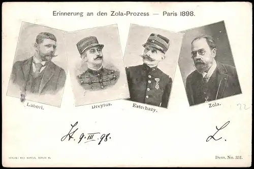 CPA Paris Erinnerung an den Zola-Prozess Mehrbild 1898