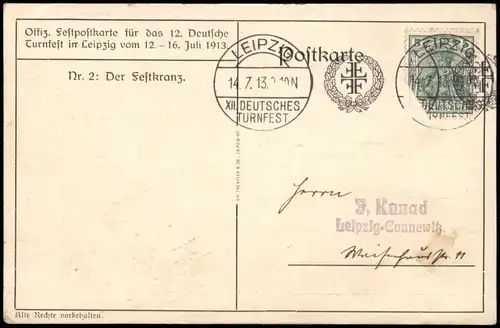 Ansichtskarte Leipzig XII Deutsches Turnfest Der Festkranz Künstlerkarte 1913
