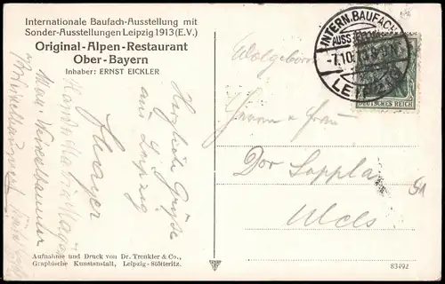 Ansichtskarte Leipzig Inter. Baufachmesse Alpen Restaurant 1013   Sonderstempel