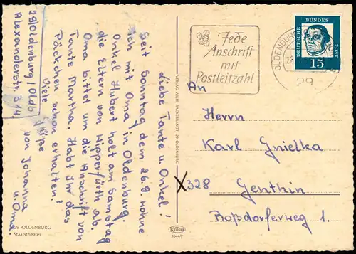 Oldenburg Partie am Theater Staatstheater, Autos ua. VW Käfer 1965