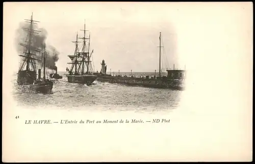 CPA Le Havre L'Entrée du Port au Moment de la Marée 1908