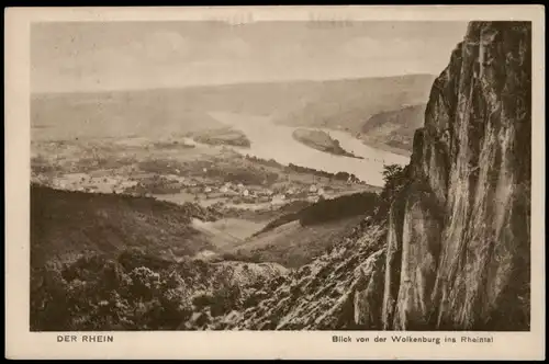 Ansichtskarte Königswinter Blick von der Wolkenburg ins Rheintal 1921