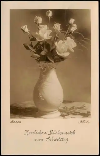 Glückwunsch Geburtstag Birthday Rosenvase Fotokunst Einfachheit 1935
