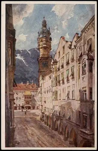 Ansichtskarte Innsbruck Herzog Friedrichstraße Goldenes Dachl 1913