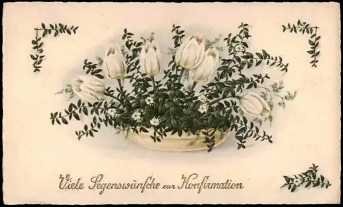 Ansichtskarte  Glückwunsch - Konfirmation Tulpen Buquett 1913