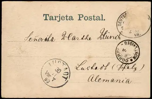Postcard Montevideo Hafen Dampfer 1899