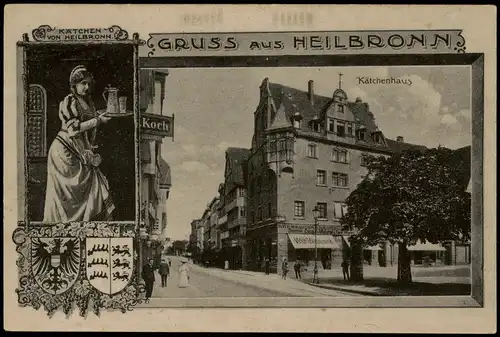 Ansichtskarte Heilbronn 2 Bild Kätchen und Kätchenhaus 1922