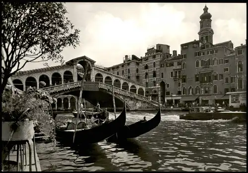 Cartoline Venedig Venezia Ponte di Rialto Rialto Brücke 1960