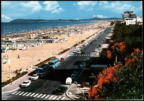 Cartoline Rimini Sea promenade and beach Panorama 1963