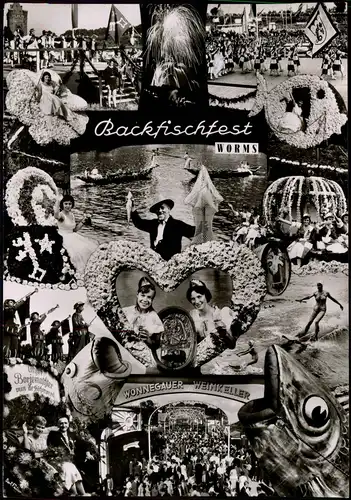 Worms Backfischfest Mehrbildkarte ua. Wonnegauer Weinkeller 1960