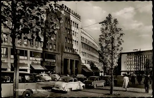 Ansichtskarte Gelsenkirchen Autos, Sparkasse - Neumarkt 1962