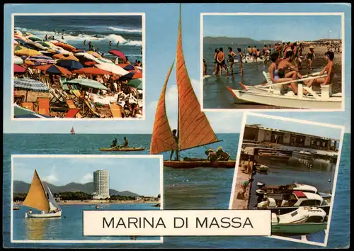 Marina di Massa Mehrbildkarte mit Ortsansichten und Strandleben 1963