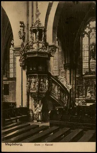 Ansichtskarte Altstadt-Magdeburg Dom - Kanzel 1922  gel Mischfrankatur