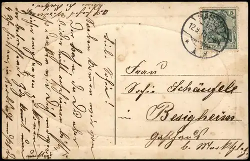 Ansichtskarte Rastatt Bahnhofstraße 1910 Passepartout