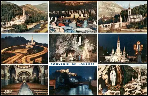 CPA Lourdes Lorda Mehrbildkarte mit 9 Ansichten 1970