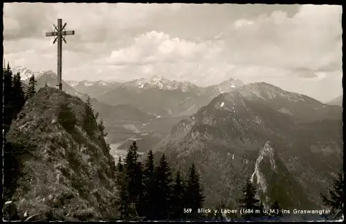 Ansichtskarte .Bayern Blick v. Laber ins Graswangtal 1960