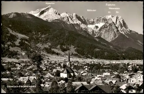 Garmisch-Partenkirchen Panorama-Ansicht Blick zur Zugspitze u. Alpsitze 1957