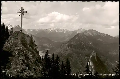 Ansichtskarte .Bayern Blick v. Laber ins Graswangtal 1960