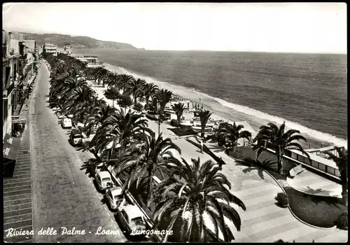 Cartoline Loano Panorama-Ansicht Blick über den Palmen-Strand 1961
