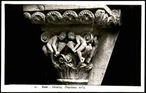 Vézelay Vézelay Chapiteau. XII's Sockel-Relief Motivkarte 1960