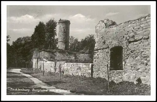 Ansichtskarte Tecklenburg Partie an der Burgruine mit Wierturm 1958
