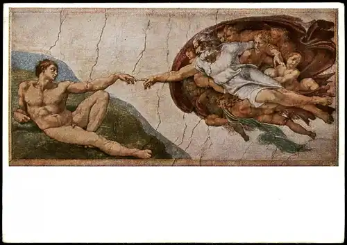 Künstlerkarte Michelangelo Buonarroti Die Erschaffung Adams 1960