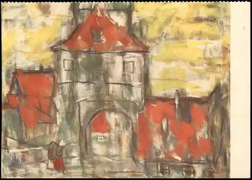 Künstlerkarte CHRISTIAN ROHLFS Porte de ville à Dinkelsbühl 1960