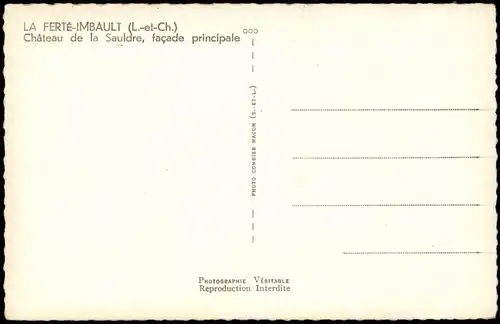 .Frankreich LA FERTÉ-IMBAULT Château de la Sauldre, Schloss Frankreich 1950