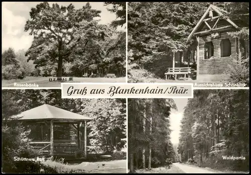 Blankenhain DDR Mehrbild-AK mit Rasenbänke, Aussichtshütte Schönblick uvm. 1966