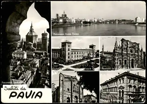 Pavia Mehrbildkarte mit Sehenswürdigkeiten & Ortsansichten 1960