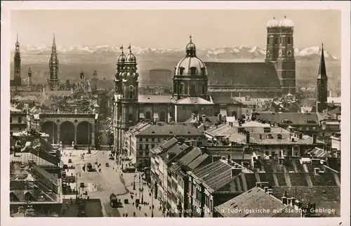 Ansichtskarte München Blick von der Ludwigskirche auf Stadt und Gebirge 1970