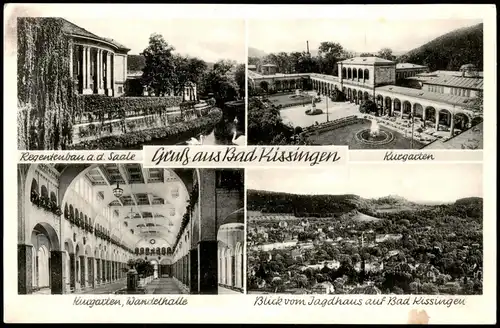 Bad Kissingen Mehrbildkarte mit Kurgarten, Blick vom Jagdhaus uvm. 1955