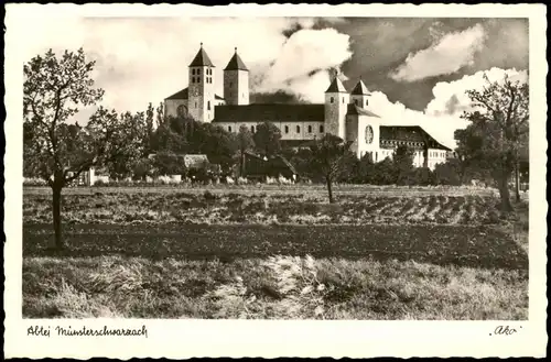 Ansichtskarte Münsterschwarzach-Schwarzach Fernansicht der Abtei-Kirche 1955