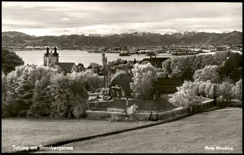 Ansichtskarte Tutzing Panorama-Ansicht Blick zum See und den Alpen 1968