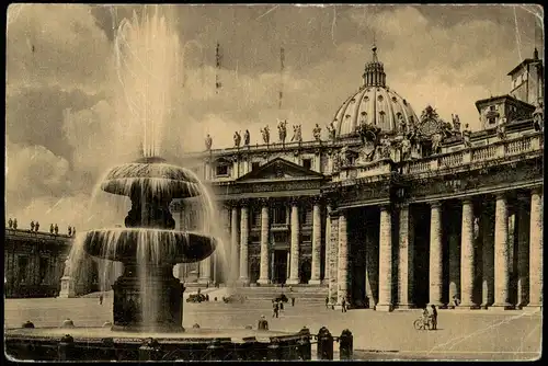 Vatikanstadt Rom Petersplatz Piazza San Pietro Fontana del Maderno 1950