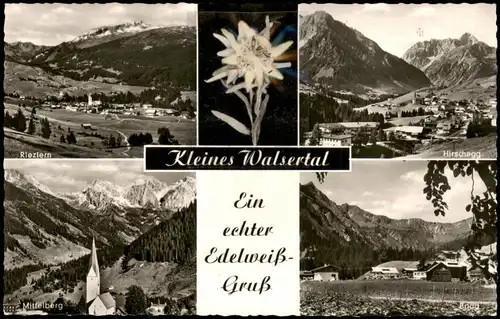 .Bayern Walsertal Bayern Mehrbildkarte mit echtem Edelweiß-Gruss 1966