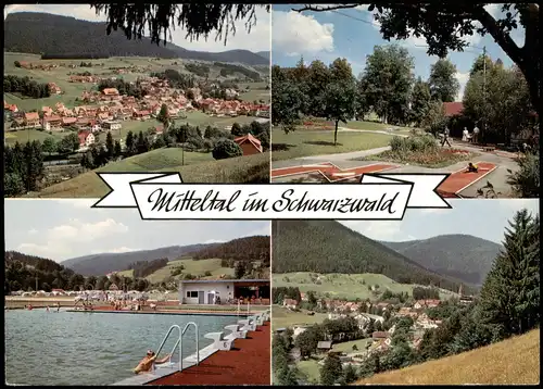 Mitteltal-Baiersbronn Mehrbildkarte mit Panorama, Minigolf-Platz, Freibad 1969