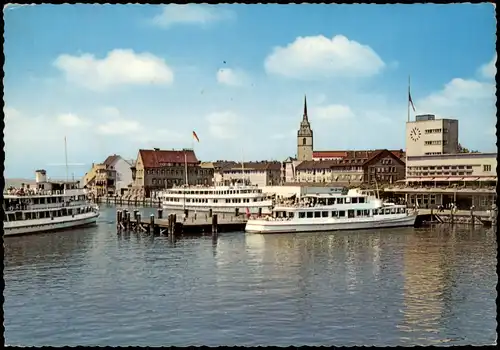 Ansichtskarte Friedrichshafen Hafenbahnhof Bodensee Schiffe 1966