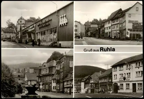 Ruhla 1 Kaufhalle - 2 Hauptstraße 3 Friedensplatz - 4 Gasthaus 1982