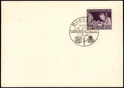 Ansichtskarte  Tag der Briefmarke - Künstlerkarte 1942  gel. Sonderstempel München
