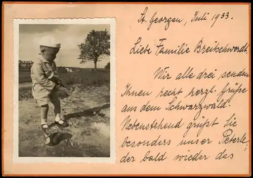 Ansichtskarte St. Georgen (Schwarzwald) Umlandansicht Junge 1933