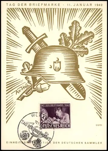 Ansichtskarte  Tag der Briefmarke 1942  gel. Sonderstempel Würzburg