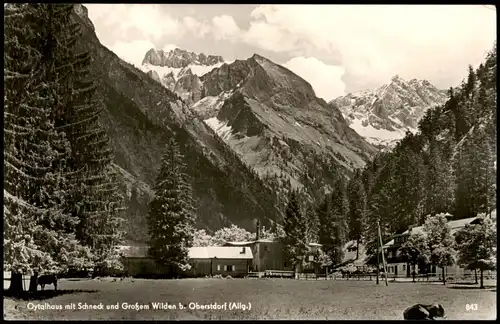 Oberstdorf (Allgäu) Oytalhaus mit Schneck und Großem Wilden 1957