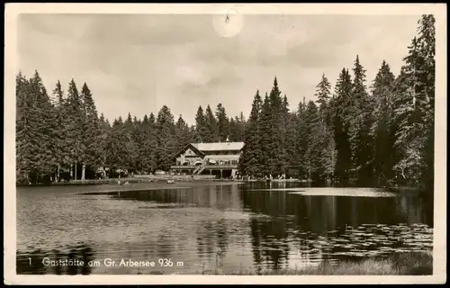 Ansichtskarte Bayerisch Eisenstein Gaststätte am Gr. Arbersee 1955