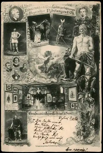 Ansichtskarte Bayreuth Wagner Niebelungen - Cafe Samet Wagnertisch 1898